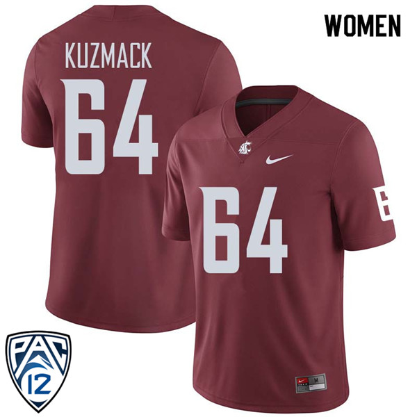 Women #64 Alec Kuzmack Washington State Cougars College Football Jerseys Sale-Crimson
